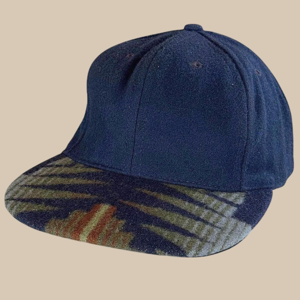 Vintage Pendleton USA Made Wool Strapback Cap Southwestern Brim Navy Hat